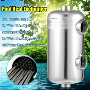 1/2"FPT Swimming Pool Heat Exchanger Stainless Steel Spas Hydraulic Pool Heater\ - Picture 1 of 14