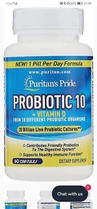 Puritan's Pride Probiotic 10 strains with Vitamin D3 60 capsules