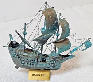 VTG AGI Sailing Classics "Golden Hind" Metal Model Ship – Verdigris Patina 6" L - Picture 1 of 11