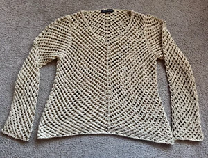 NICE CONNECTION Pullover Lochmuster Netzpullover Bändchengarn beige 40 - Bild 1 von 3