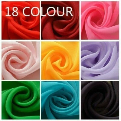 18 Colour Chiffon Fabric DIY Material Bridal Dress Craft Sheer Plain Solid Soft - Image 1 of 4