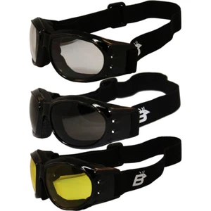 3 Pair Padded Motorcycle Goggles Anti Fog Lens Clear Smoke Yellow by BIRDZ  - Picture 1 of 4