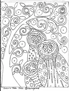 RUG HOOKING CRAFT PAPER PATTERN Owls and Tree FOLK ART PRIMITIVE Karla Gerard - Picture 1 of 3