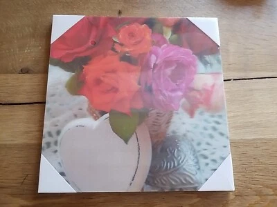 Hologrammbild Bild  Wandbild Rose Herz Bild Holzbild Blume** - Bild 1 von 4