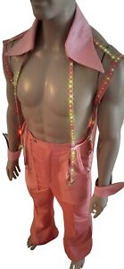 Prince pink costume high waisted pants Pink harness rhinestone shirt M/L  NWT