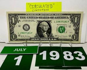 July 1 1983 Birthday Date Note One Dollar Bill 07/01/1983 Fancy Serial Number  - Picture 1 of 9