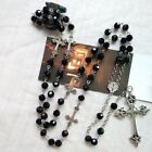 Necklace Long for Spiritual Black Crystal Rosary Pendants Religious Jewelr