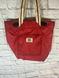 VTG RALPH LAUREN POLO Jeans Red Tote Bag Canvas Shoulder - Picture 1 of 6