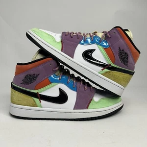 Nike Air Jordan 1 Mid SE CW1140-100 “Lightbulb” Multicolored Women’s 9.5 Worn - Picture 1 of 8