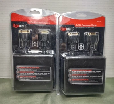 🔌 Gigaware 10-Ft. SVGA Extension Cable Shielded Gold Plated Extends VGA SVGA - Image 1 of 4