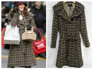 BCBG Max Azria Coat Jacket ASO Blair Waldorf Midtown Wool Blend Tweed Medium M - Picture 1 of 19