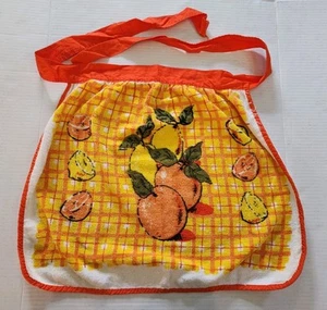 Vintage Springmaid Women's Half Apron Orange/Yellow Plaid w/ Oranges & Lemons - Picture 1 of 10