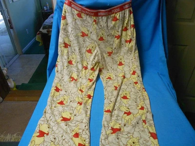 Disney Winnie the Pooh Yellow Velour Pajama Lounge Pant Medium Sleepwear - Image 1 of 4