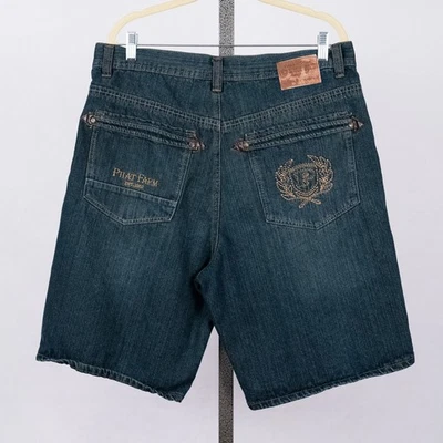 Y2K Phat Farm Denim Jean Shorts Mens SZ 36 Skater Hip Hop Jorts Streetwear Baggy - Image 1 of 4