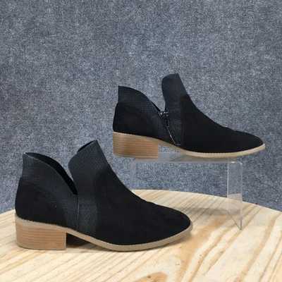 American Eagle Boots Womens 9M Ankle Bootie Black Side Zip Almond Toe Block Heel - Image 1 of 4