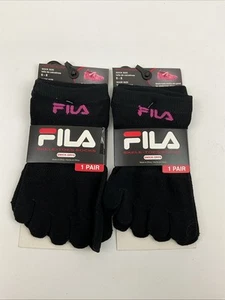 2 pairs Fila Skele-toes Socks Girl Boy Size 6-8 Qwick-Dry Black Pink - Picture 1 of 3
