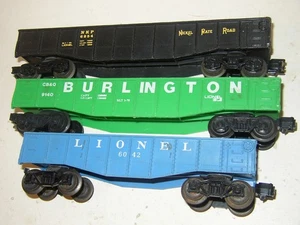 Lionel 3 Gondola cars 6042 Burlington 9140 Nickel Plate Road 6254 - Picture 1 of 3
