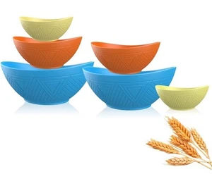 WROVA Salad Bowls Set of 6 with 3 Size,Unbreakable Wheat Straw Bowls for Kitchen - Picture 1 of 12