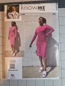 2049 Know Me Mimi Sewing Pattern Miss Front OR Back Reversable Knit Dress 8-16 - Picture 1 of 2