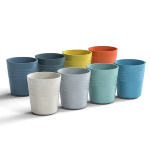 8 Oz Wheat Straw Drinking Cups, 【Set of 8】 Small Plastic Cups Reusable, BPA F... - Picture 1 of 7