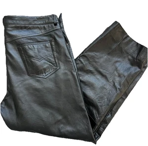 Country Field Trucker 100% Leather Pants Mens Sz 40 Lined Straight Biker 40x30 - Picture 1 of 15
