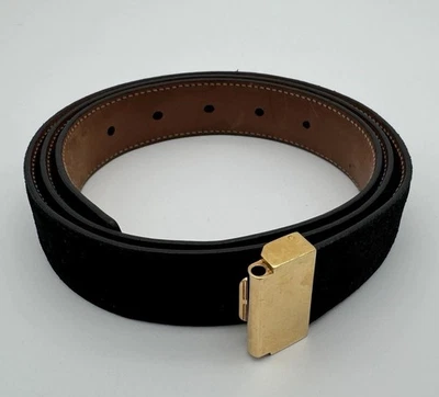 Cinturón Salvatore Ferragamo Gamuza Cuero 40 Negro Gancio Dorado Falta Hebilla Italia Foto 1 de 4