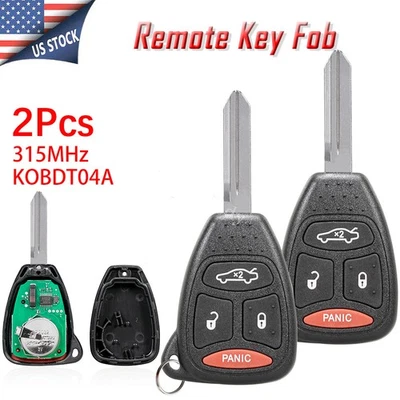2 For 2006 2007 Dodge Charger Magnum Durango Remote Car Key Fob KOBDT04A 4Button - Image 1 of 4