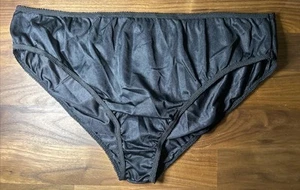 Vtg Panties All Nylon Gusset Bikini Rise Second Skin Adonna Black L 60’s 70’s - Picture 1 of 4