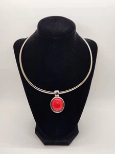Joan Rivers Silver Tone Interchangeable Necklace w/Red Gem, No Extra Gems - Picture 1 of 20