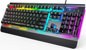 TECKNET Gaming Keyboard, USB Wired Computer Keyboard, RGB Lighting - Picture 1 of 3