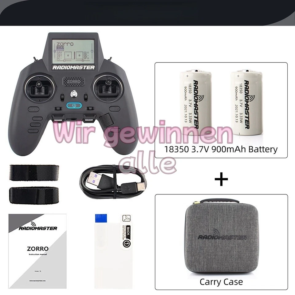 Radiomaster Zorro Elrs Lbt Version 2.4ghz Rc Sender 2 Akku Mit Tragetasche - Bild 1 von 4