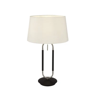 Lampada Da Scrivania Contemporanea Jazz Acciaio Nero Tessuto Argento 1 Luce E27 - Immagine 1 di 2