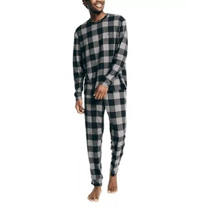 Juego de pijama a cuadros Waffle Buffalo de 2 piezas calce relajado Nautica para hombre, gris tormenta-XL - Imagen 1 de 7