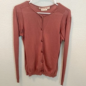 Marni 100% Cotton Luxury Cardigan Brown Mauve Made In Italy 42 Large - Picture 1 of 11