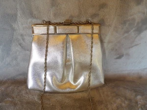 Bolso de noche Lewisette vintage color plata, correa de cadena, ENVÍO GRATUITO - Imagen 1 de 5