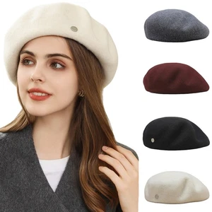 Béret Femme Respirant Automne Hiver Laine Française Peintre Chapeau Beanie Hat - Picture 1 of 28
