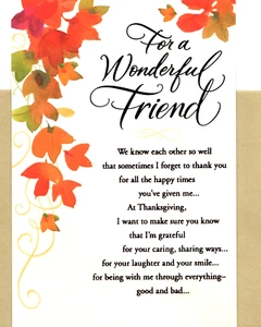 Happy Thanksgiving Wonderful Best Friend Friends BFF Hallmark Greeting Card - Picture 1 of 3
