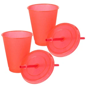 2 Pcs Creative Water Cup Reusable Cups with Lids and Straws Travel - Picture 1 of 12