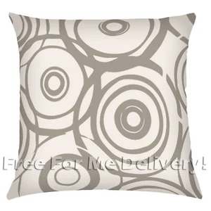 CASA CIRCLE SWIRLS CREAM TAUPE DESIGNER PILLOW CUSHION 45x45cm **FREE DELIVERY** - Picture 1 of 3