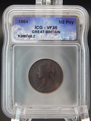 1864 Great Britain 1/2 Penny ICG VF 35 - ICECUBE HOLDERS (BT874) - Image 1 of 4