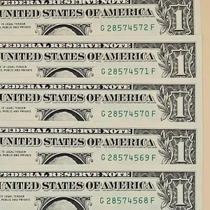 5 ($1) Dollar Bills Uncirculated Sequential (EACH SLEEVED) - Series 2021 (B195) - Picture 1 of 2