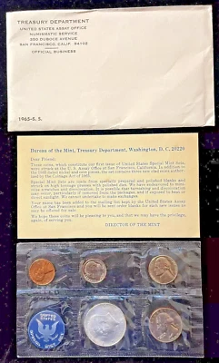 1965 SMS Set Original Envelope 40% Silver Kennedy US Special Mint Set (5 Coins) - Image 1 of 2
