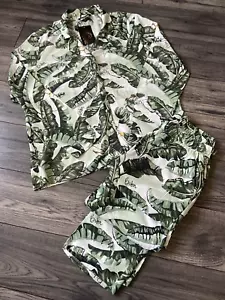 BIBA BLÄTTERDRUCK & LOGO PYJAMA LOUNGEWEAR SET GRÖßE UK 12 NEU MIT ETIKETT - Bild 1 von 12