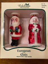 Santa's Best Santa Mrs Claus European Style Glass Ornaments Celebrate Season A10
