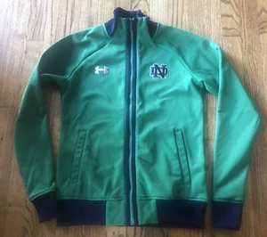 Under Armour Mens Small Notre Dame Fighting Irish Green Long Sleeve Full Zip - Picture 1 of 11