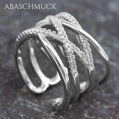 Silberring Silber 925 Ring Verstellbar Offen Bandring Schịck modern R953 - Bild 1 von 4