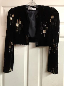 vintage lillie rubin schwarz Samt Bolero Jacke - Bild 1 von 5