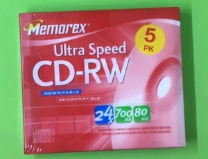 CD-RW Memorex 5 24x 700MB 80min 1Q - Picture 1 of 2