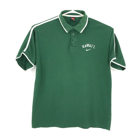 Hawaii Rainbow Warriors Mens Polo Shirt XL Green Short Sleeve NCAA Football Nike Cover