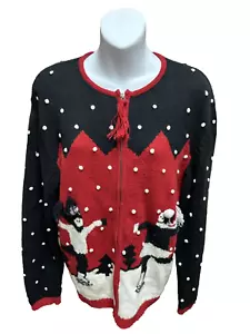 Suéter de Navidad Feo Gallagher para Mujer Talla Mediana Fiesta TACKY Patinaje sobre Hielo - Imagen 1 de 12